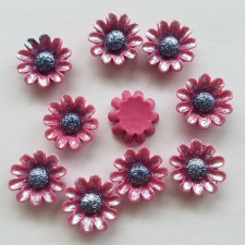 10pc Resin Cabochons, Daisy, Pale Violet Red, 13x4mm