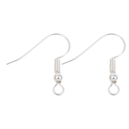 50pc Silver Iron Hook Earwire plated with loop nickel lead & cadmium free 19mm Approx