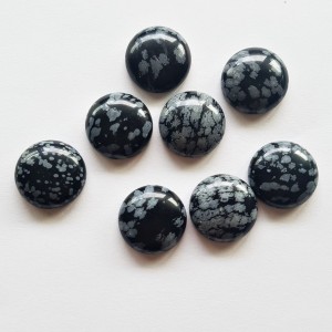 1pc Natural Snowflake Obsidian Flat Back Round Cabochons, 18mm