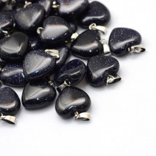 Heart Synthetic Blue Goldstone Pendants, with Platinum Tone Brass Findings17x16mm