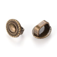 Bolo Slide Charms, Oval, Antique Bronze, Lead & Nickel Free, 17x15mm 2pcs