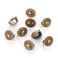 Bolo Slide Charms, Lead Free & Nickel Free, Oval, Antique Bronze 17x15mm