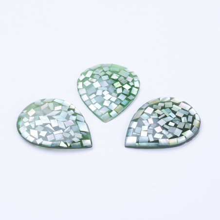 Natural White Shell Cabochons, Drop, 40x30mm approx