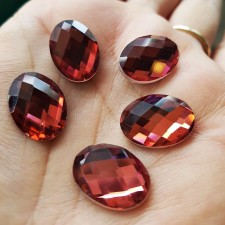 Oval Glass Rhinestones, 18x13mm, Faceted Cabochon, Glue on, Rose 10pcs