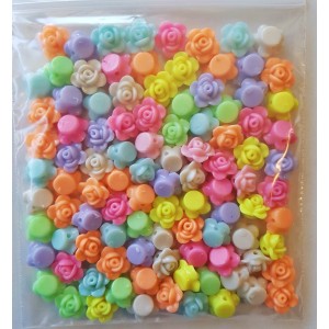 100pc Aprox Mixed Color Flatback Flower Cabochons,15mm
