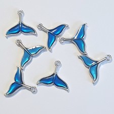 Silver Enamel Whales Tail Dolphin Tail Pendant  20x18mm