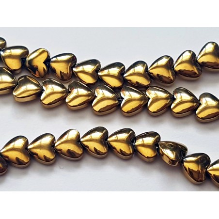 Hematite Heart Beads Non-Magnetic Plated Gold  6x6mm