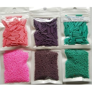 6 Bags of Opaque Bugles  and 10/0 Seed Beads 15mm 20g each color