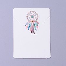 25pc Dream Catcher Print Cardboard Necklace Display Cards, Rectangle White
