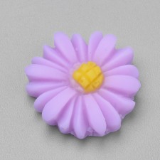 10pc Resin Cabochons, Daisy, Med Purple, 15x5mm