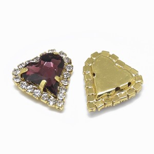 2pc Grab Bin - Acrylic Cabochons, with Grade A Rhinestone and Brass Cabochon Settings, Clear, 26x20mm