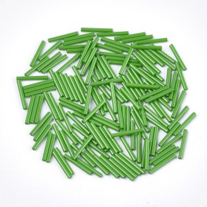 Long Glass Bugle Beads: 15mm Green 20g