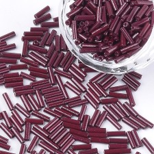 6mm Glass Bugle Beads:  Opaque Coconut Brown 20g