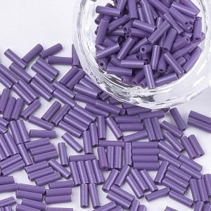 Glass Bugle Beads: 6mm Med Purple 20g