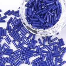 6mm Glass Bugle Beads: Opaque Dark Blue 20g
