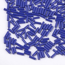 Glass Bugle Beads: 6mm Blue 20g
