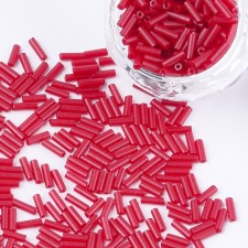 6mm Glass Bugle Beads:  Crimson Red 20g