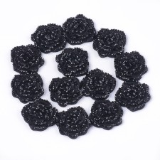 10pc Resin Flatback Roses AB Black 14mm