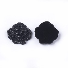 10pc Resin Flatback Roses AB Black 14mm