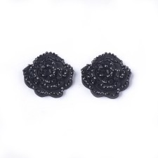 10pc Resin Flatback Roses AB Black 14mm