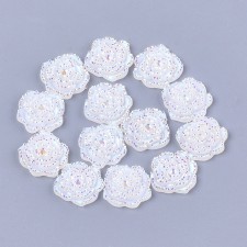 10pc Resin Flatback Roses AB White 14mm