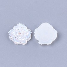 10pc Resin Flatback Roses AB White 14mm