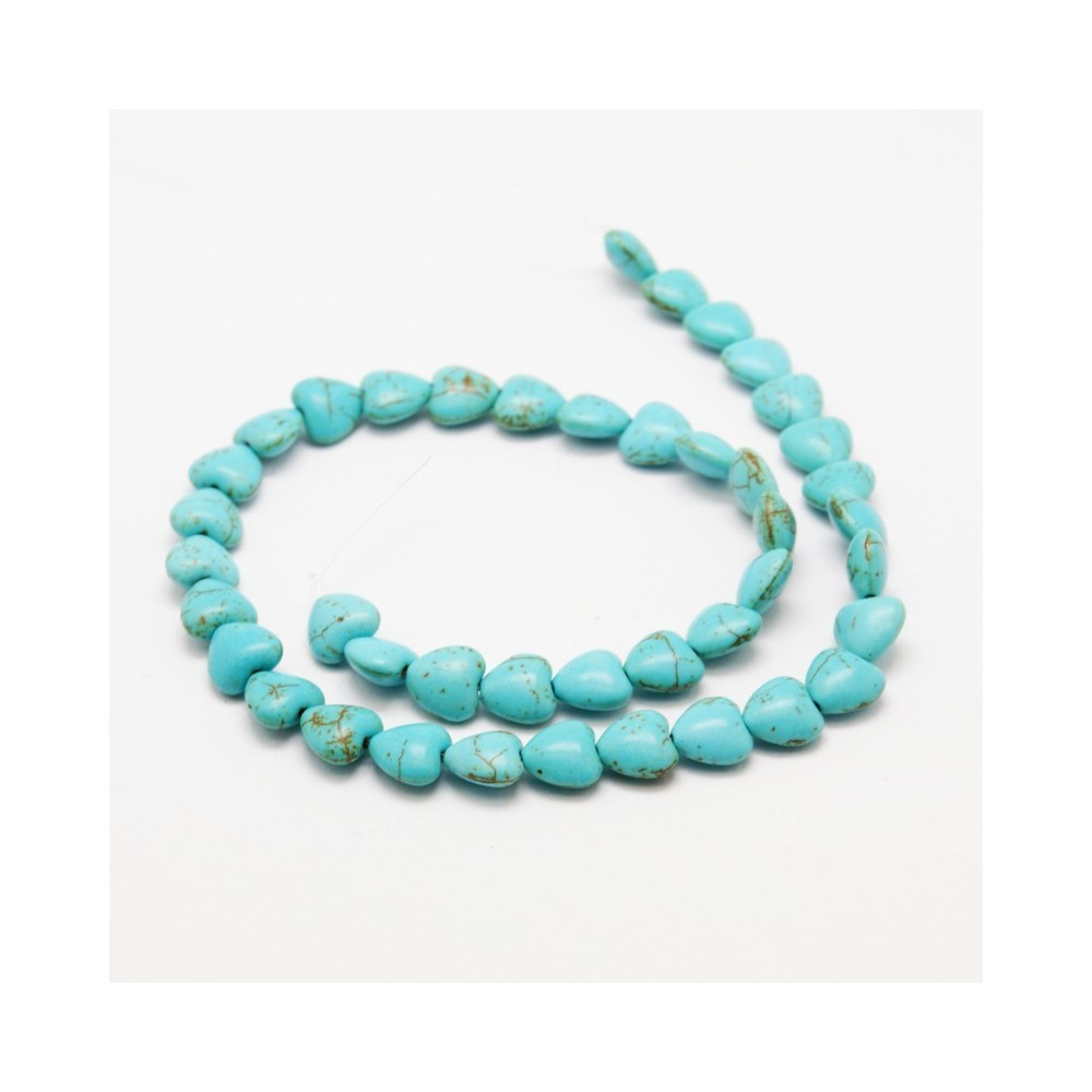 Synthetic Turquoise Heart Beads 15.7in Strand,  10x10mm about 42pcs
