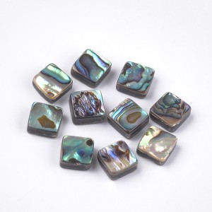 10pcs Natural Abalone Shell Square Beads 10.5mm x 10.5mm