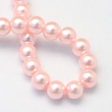 4mm Round Glass Pearl Imitation Beads Pink 31" Strand