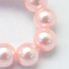 4mm Round Glass Pearl Imitation Beads Pink 31" Strand