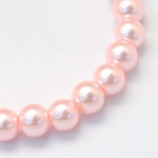 4mm Round Glass Pearl Imitation Beads Pink 31" Strand