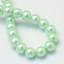 31" Strand 4mm Round Glass Pearl Imitation Beads - Pale Green 