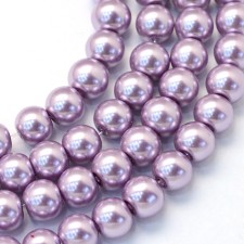 4mm Round Glass Pearl Imitation Beads - Lilac 31" Strand 