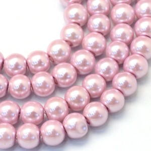 31" Strand 4mm Round Glass Pearl Imitation Beads - Flamingo