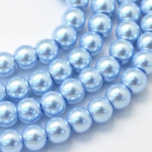 31" Strand 4mm Round Glass Pearl Imitation Beads - Sky Blue