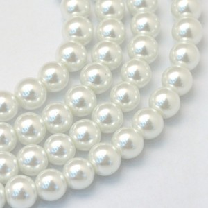 31" Strand 4mm Round Glass Pearl Imitation Beads - White