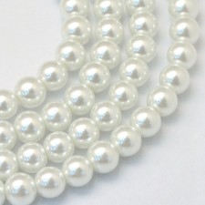 31" Strand 4mm Round Glass Pearl Imitation Beads - White