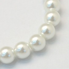 31" Strand 4mm Round Glass Pearl Imitation Beads - White