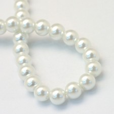 31" Strand 4mm Round Glass Pearl Imitation Beads - White