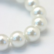 31" Strand 4mm Round Glass Pearl Imitation Beads - White