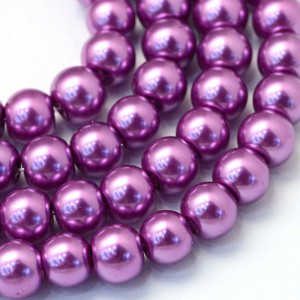 31" Strand 4mm Round Glass Pearl Imitation Beads - Medium Orchid 