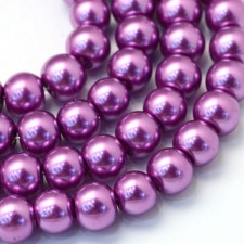 4mm Round Glass Pearl Imitation Beads - Medium Orchid - 31" Strand 