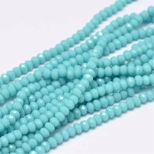 13" Strand 140pc Aprox - 3x2mm Crystal Faceted Round Beads - Opaque Turquoise