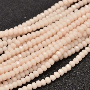 13" Strand 140pc Aprox - 3x2mm Crystal Faceted Round Beads - Opaque Peach