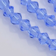 3mm Glass Bicone Faceted Transparent Beads 14" Strand - Cornflower Blue