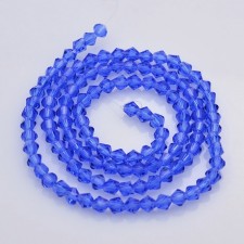 3mm Bicone Transparent Glass 14" Strand - Royal Blue Blue