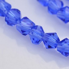 3mm Glass Bicone Faceted Transparent Beads 14" Strand - Royal Blue Blue