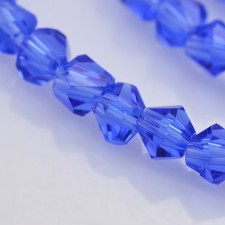 3mm Bicone Transparent Glass 14" Strand - Royal Blue Blue