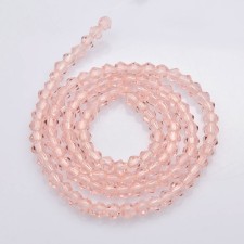 3mm Bicone Transparent Glass 14" Strand - Cornflower Pink