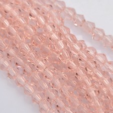 3mm Bicone Transparent Glass 14" Strand - Cornflower Pink